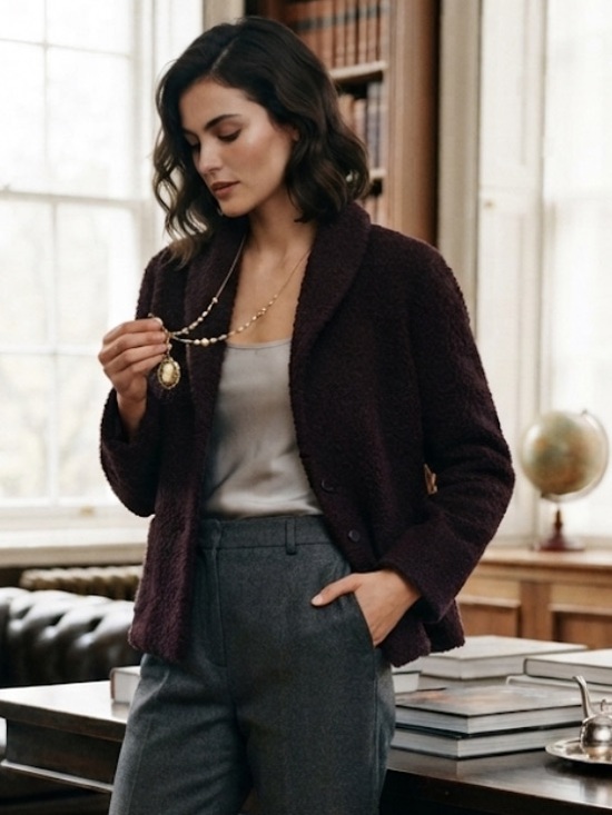 Eileen Fisher Jackets & Blazers - EILEEN FISHER Airy Boucle Italian Wool Blend Brown Shawl Collar Jacket Large